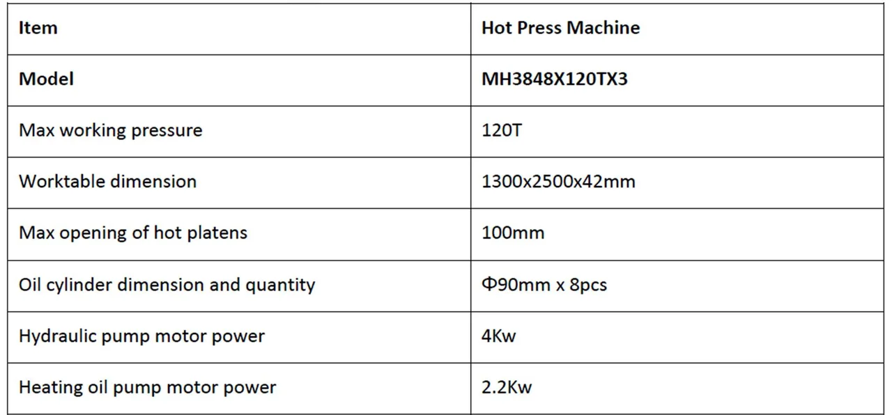 MMS-HM3834x120TX3 Hot Press 120 Ton 3 Layer